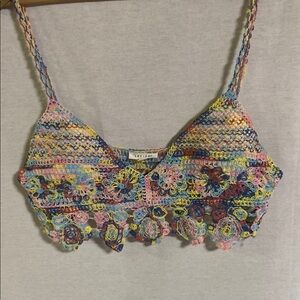 La Vie 89 Pastel Colors Cotton Crochet Floral Boho Camisole Bralette Crop top